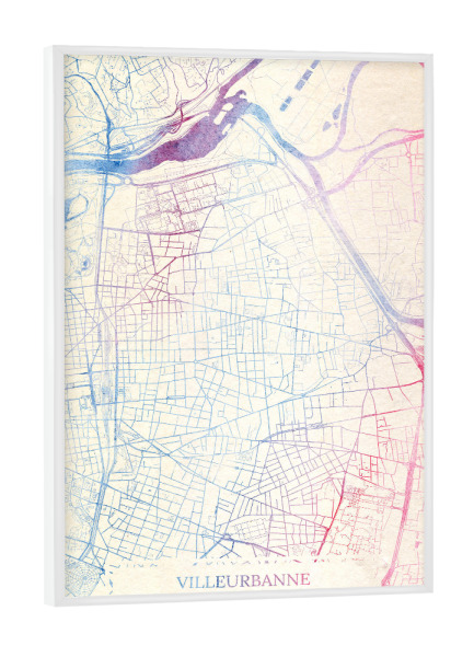 Poster mit weißem Rahmen "Villeurbanne Frankreich Map Rose And Serenity I" artboxONE - Städte,Reise,Kartografie