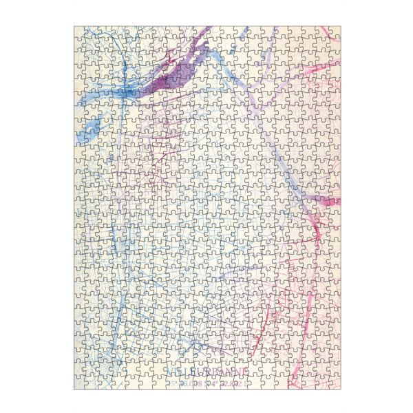 Puzzle Ravensburger "Villeurbanne Frankreich Map Rose And Serenity I" artboxONE - Städte,Reise,Kartografie - Städte,Stadtkarte,Wasserfarbe,Rosequartz