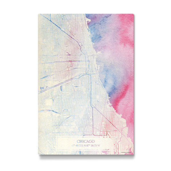 Galerie-Print "Chicago USA Map Rose And Serenity I" 30x20 cm artboxONE