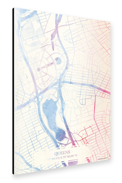 Alu-Dibond "Queens USA Map Rose And Serenity I" 30x20 cm artboxONE