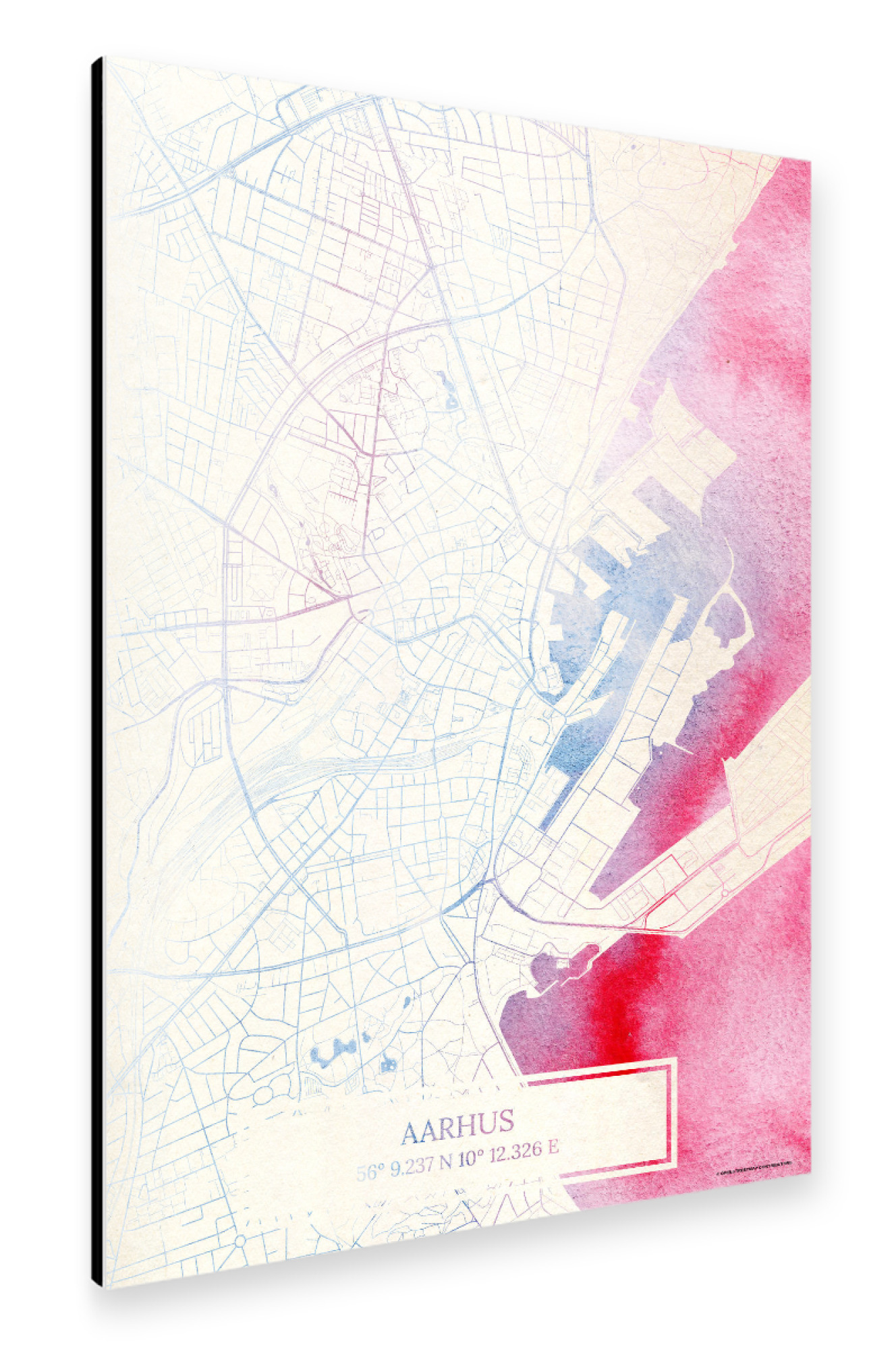 Alu-Dibond "Aarhus Dänemark Map Rose And Serenity II" 30x20 cm artboxONE