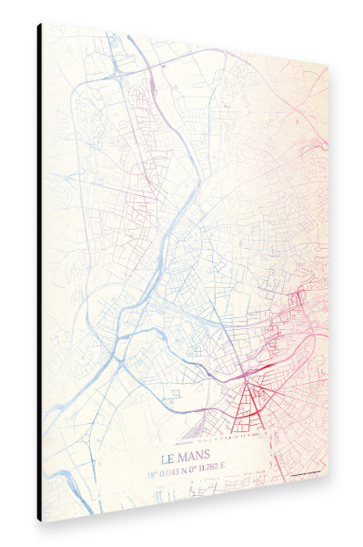 Alu-Dibond "Le-Mans Frankreich Map Rose And Serenity I" 30x20 cm artboxONE