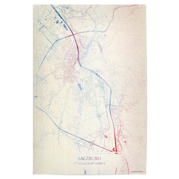 Poster 30x20 cm "Salzburg Österreich Map Rose And Serenity III" artboxONE - Städte,Reise,Kartografie - Städting,Stadtkarte,Wasserfarbe,Rosequartz