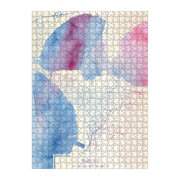 Puzzle Ravensburger "Tarent Italien Map Rose And Serenity II" artboxONE - Städte,Reise,Kartografie - Städte,Stadtkarte,Wasserfarbe,Rosequartz