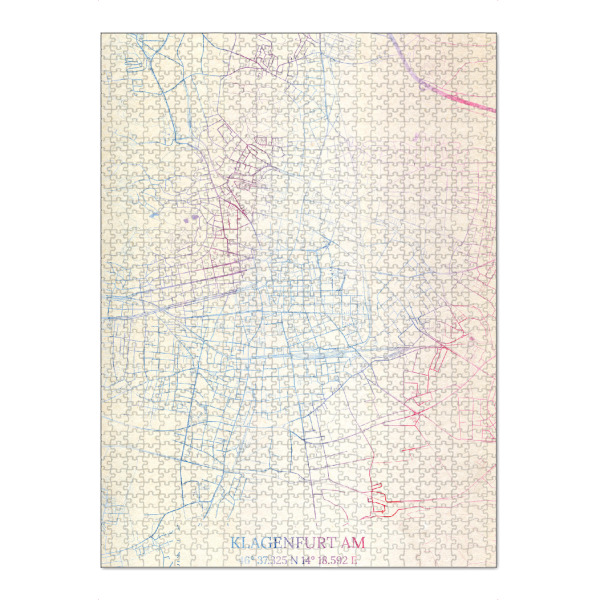 Puzzle Ravensburger "Klagenfurt-am-Wörthersee Österreich Map Rose And Serenity II" artboxONE - Städte,Reise,Kartografie
