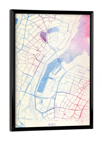Poster mit schwarzem Rahmen "Kiel Deutschland Map Rose And Serenity I" artboxONE - Städte,Reise,Kartografie