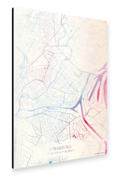 Alu-Dibond "Straßburg Frankreich Map Rose And Serenity II" 30x20 cm artboxONE