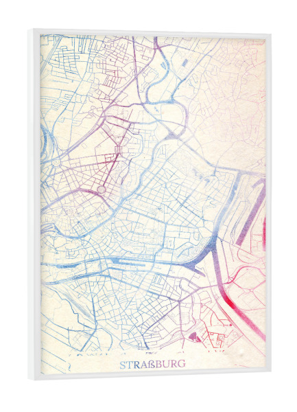 Poster mit weißem Rahmen "Straßburg Frankreich Map Rose And Serenity II" artboxONE - Städte,Reise,Kartografie