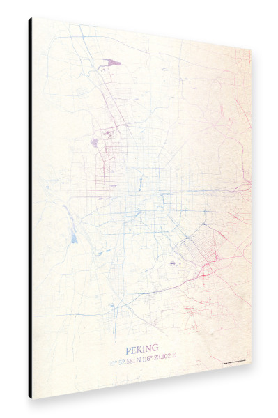 Alu-Dibond "Peking China Map Rose And Serenity I" 30x20 cm artboxONE