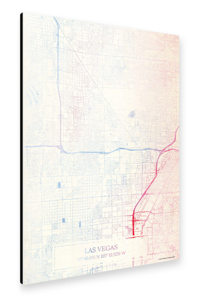 Alu-Dibond "Las-Vegas USA Map Rose And Serenity II" 30x20 cm artboxONE