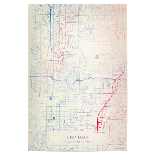 Poster 30x20 cm "Las-Vegas USA Map Rose And Serenity II" artboxONE - Städte,Reise,Kartografie - Städting,Stadtkarte,Wasserfarbe,Rosequartz