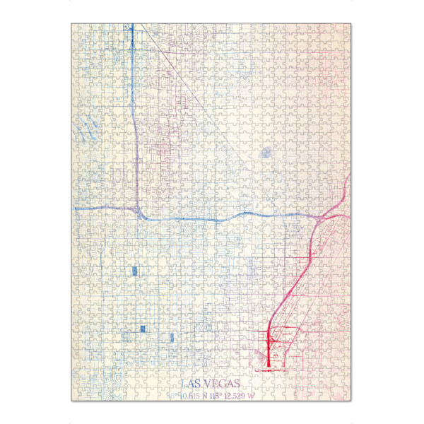 Puzzle Ravensburger "Las-Vegas USA Map Rose And Serenity II" artboxONE - Städte,Reise,Kartografie - Städting,Stadtkarte,Wasserfarbe,Rosequartz