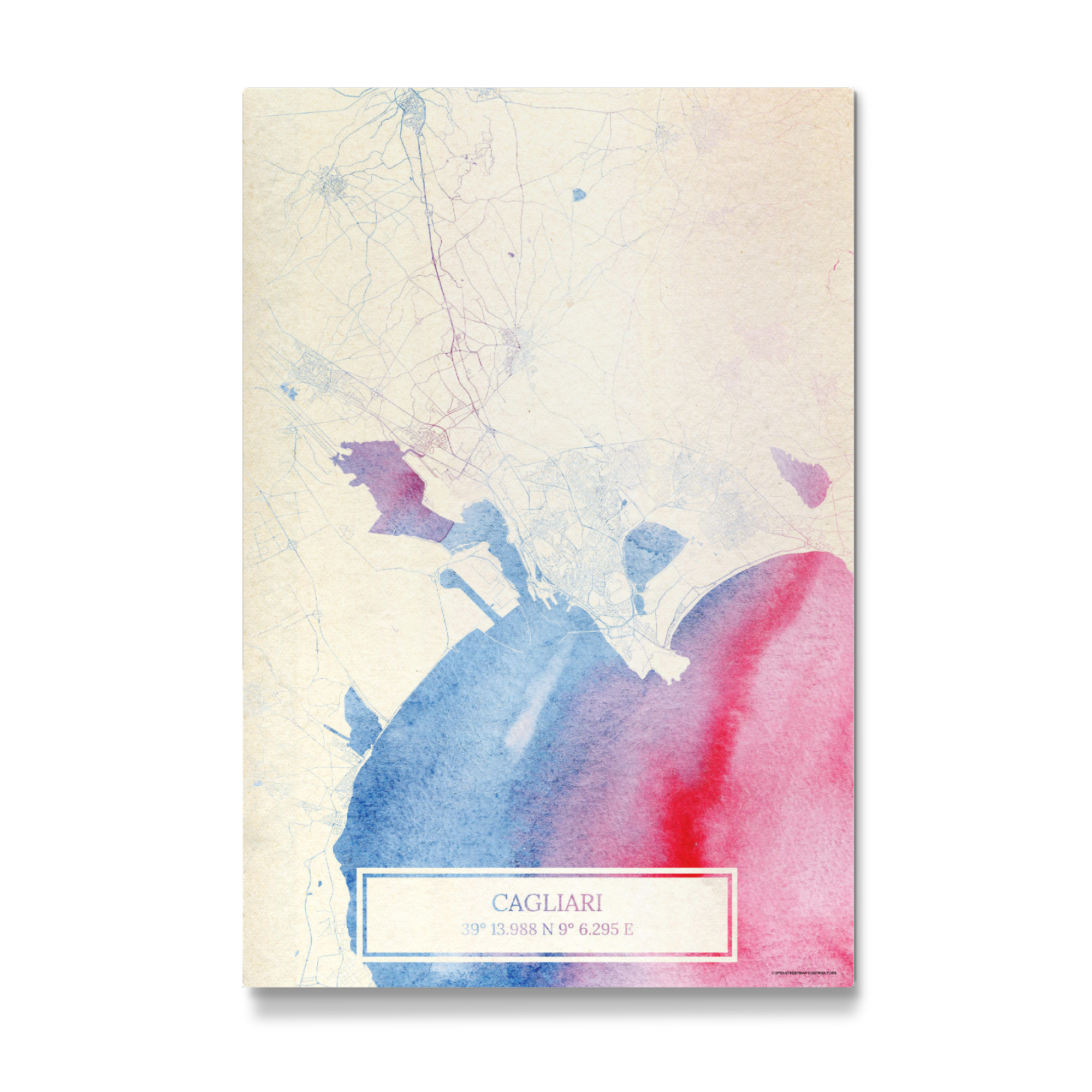 Galerie-Print "Cagliari Italien Map Rose And Serenity I" 75x50 cm artboxONE