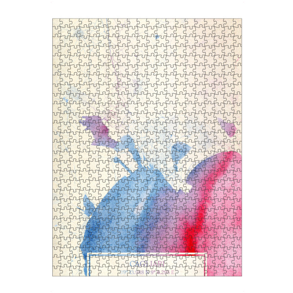 Puzzle Ravensburger "Cagliari Italien Map Rose And Serenity I" artboxONE - Städte,Reise,Kartografie - Städte,Stadtkarte,Wasserfarbe,Rosequartz