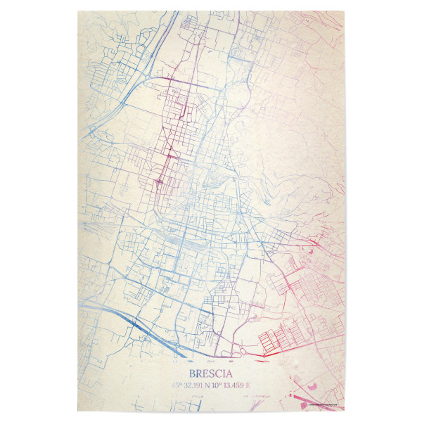 Poster 30x20 cm "Brescia Italien Map Rose And Serenity I" artboxONE - Städte,Reise,Kartografie - Städte,Stadtkarte,Wasserfarbe,Rosequartz