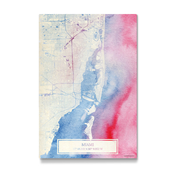 Galerie-Print "Miami USA Map Rose And Serenity I" 30x20 cm artboxONE