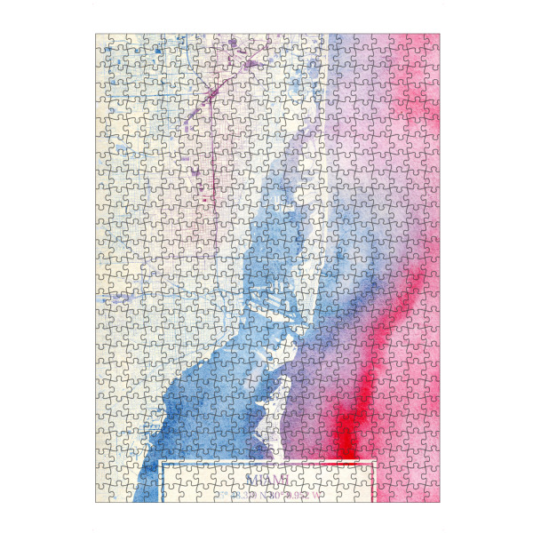 Puzzle Ravensburger "Miami USA Map Rose And Serenity I" artboxONE - Städte,Reise,Kartografie - Städte,Stadtkarte,Wasserfarbe,Rosequartz