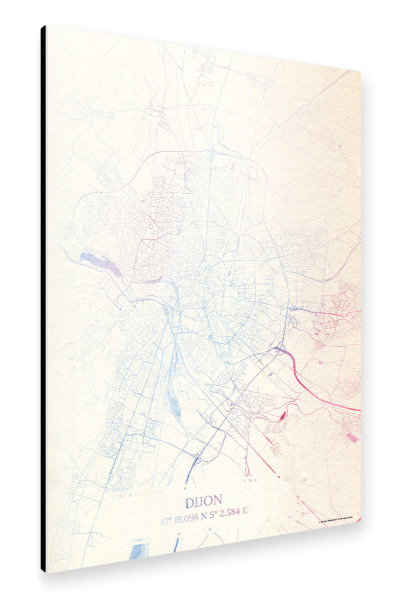 Alu-Dibond "Dijon Frankreich Map Rose And Serenity I" 30x20 cm artboxONE