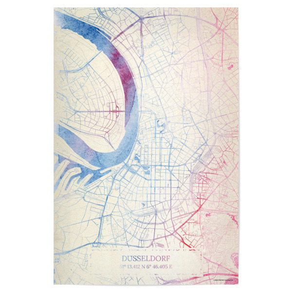 Poster 30x20 cm "Düsseldorf Deutschland Map Rose And Serenity I" artboxONE - Städte,Reise,Kartografie - Städte,Stadtkarte,Wasserfarbe,Rosequartz