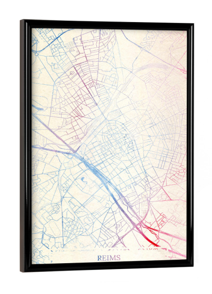 Poster mit schwarzem Rahmen "Reims Frankreich Map Rose And Serenity I" artboxONE - Städte,Reise,Kartografie