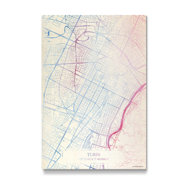 Galerie-Print "Turin Italien Map Rose And Serenity II" 30x20 cm artboxONE