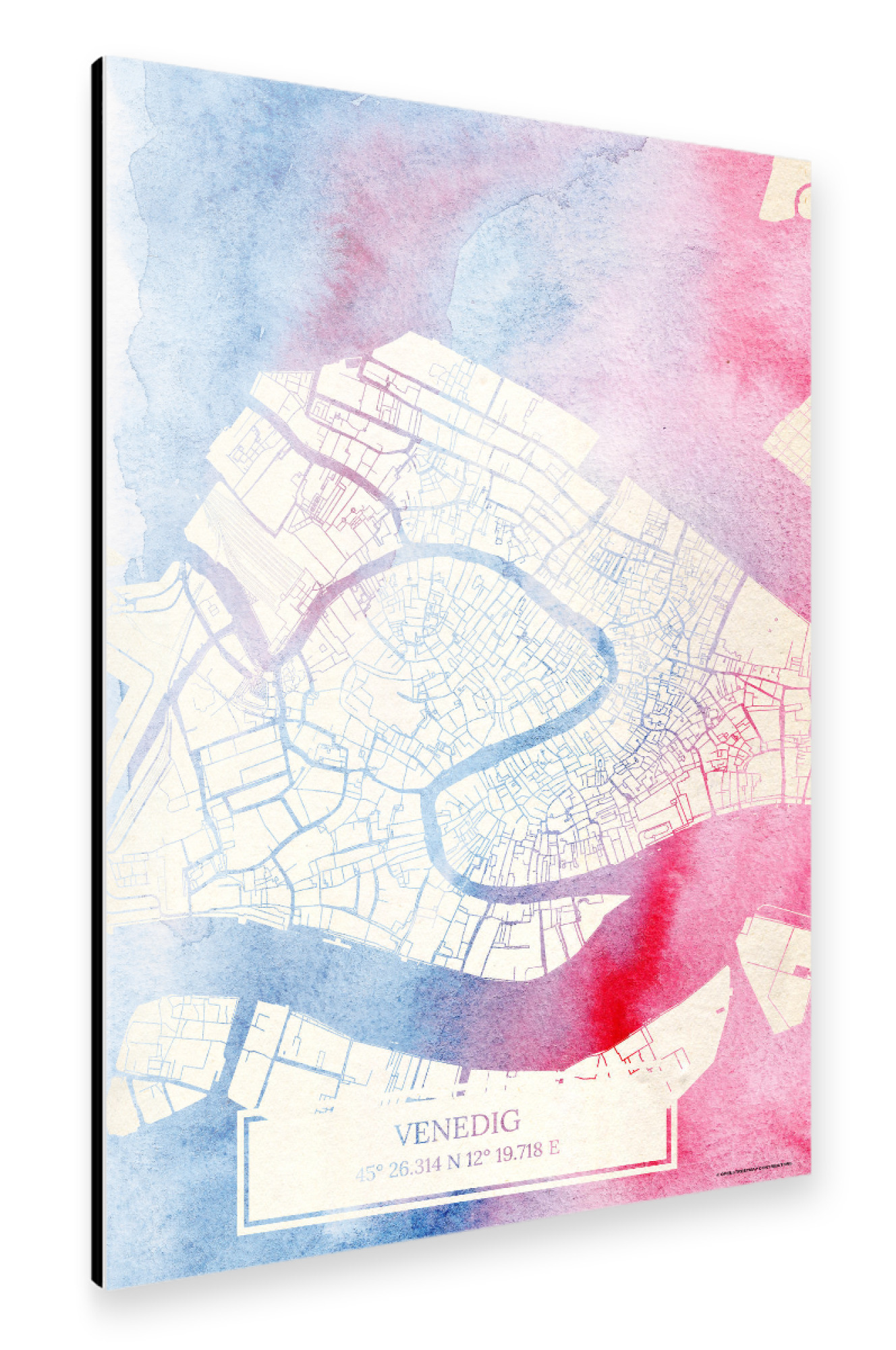 Alu-Dibond "Venedig Italien Map Rose And Serenity III" 30x20 cm artboxONE