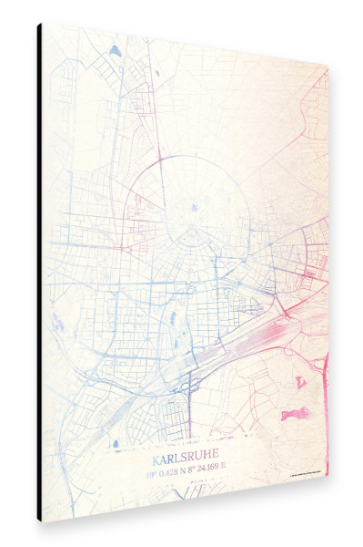 Alu-Dibond "Karlsruhe Deutschland Map Rose And Serenity I" 30x20 cm artboxONE