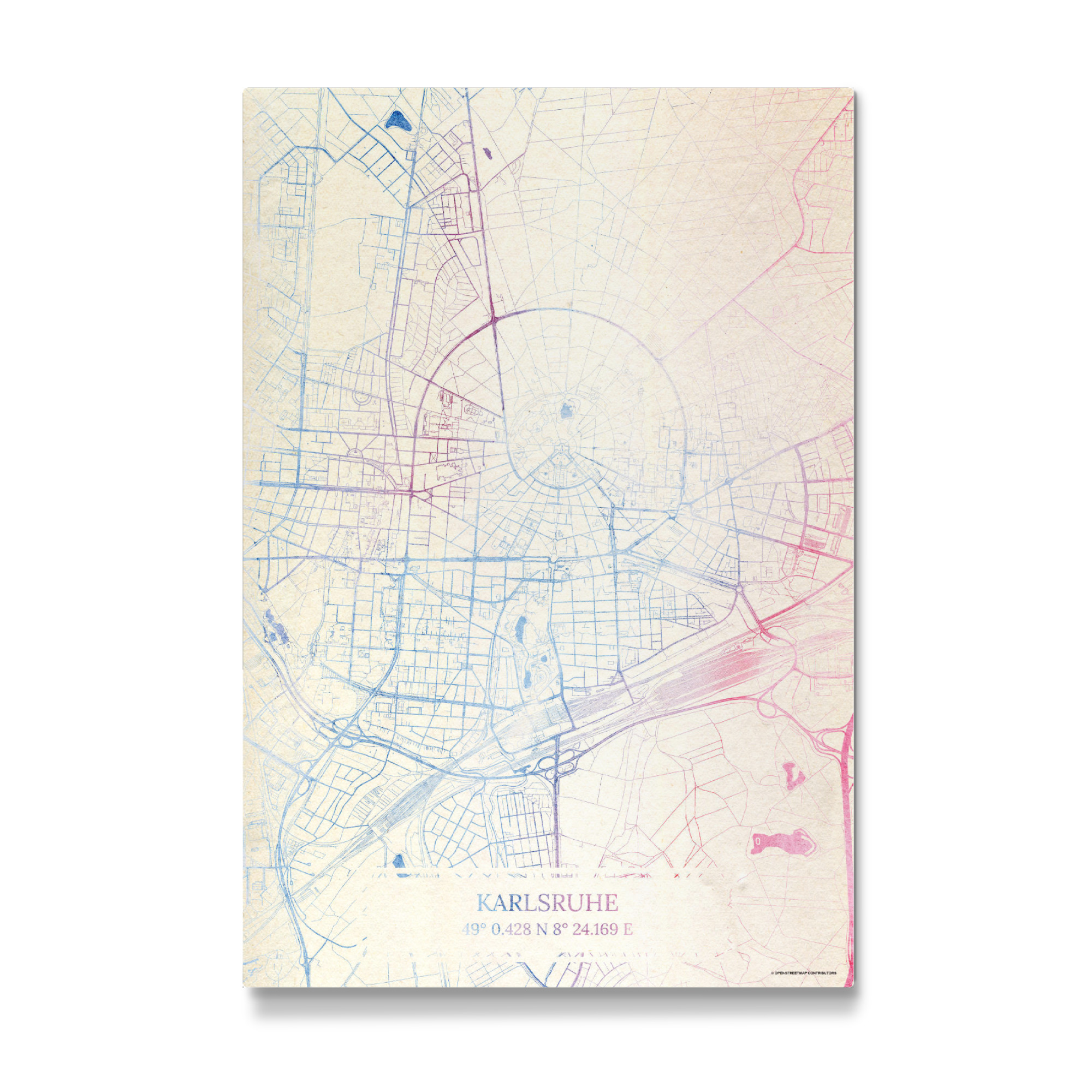 Galerie-Print "Karlsruhe Deutschland Map Rose And Serenity I" 75x50 cm artboxONE
