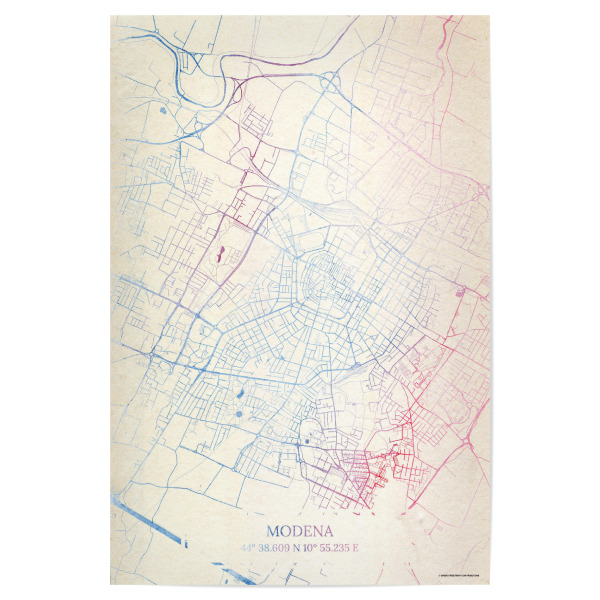Poster "Modena Italien Map Rose And Serenity I" artboxONE - Städte,Reise,Kartografie - Städte,Stadtkarte,Wasserfarbe,Rosequartz