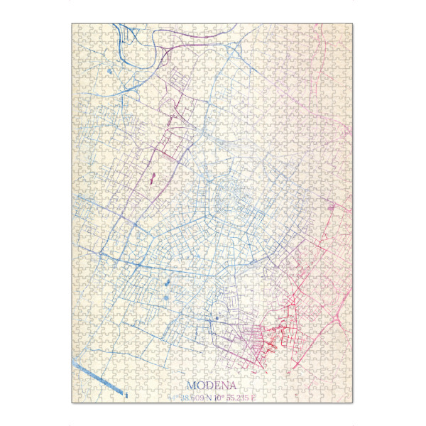 Puzzle Ravensburger "Modena Italien Map Rose And Serenity I" artboxONE - Städte,Reise,Kartografie - Städte,Stadtkarte,Wasserfarbe,Rosequartz