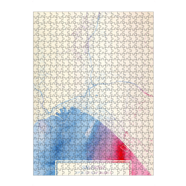 Puzzle Ravensburger "Salerno Italien Map Rose And Serenity II" artboxONE - Städte,Reise,Kartografie - Städte,Stadtkarte,Wasserfarbe,Rosequartz