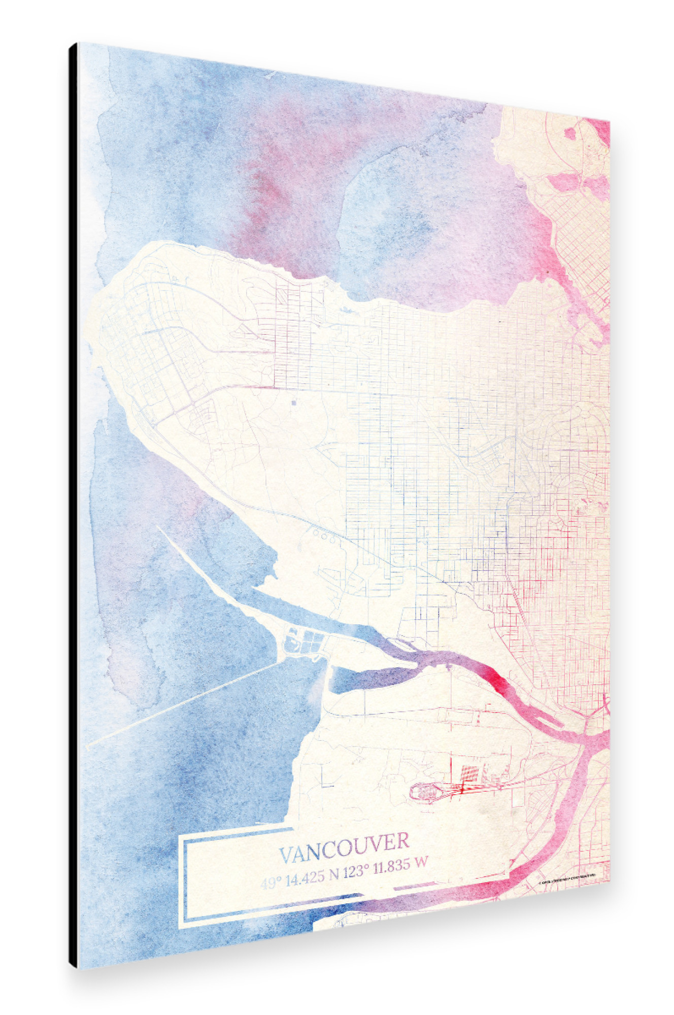 Alu-Dibond "Vancouver Kanada Map Rose And Serenity II" 75x50 cm artboxONE