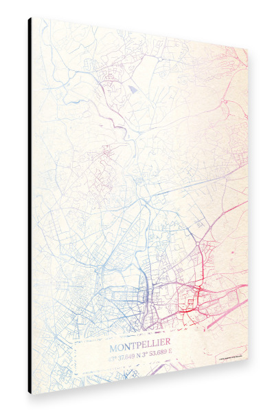 Alu-Dibond "Montpellier Frankreich Map Rose And Serenity I" 30x20 cm artboxONE