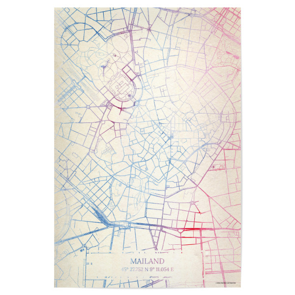 Poster "Mailand Italien Map Rose And Serenity II" artboxONE - Städte,Reise,Kartografie - Städte,Stadtkarte,Wasserfarbe,Rosequartz