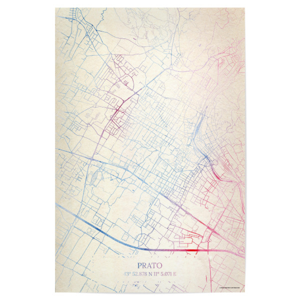 Poster "Prato Italien Map Rose And Serenity I" artboxONE - Städte,Reise,Kartografie - Städte,Stadtkarte,Wasserfarbe,Rosequartz