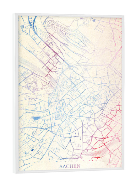 Poster mit weißem Rahmen "Aachen Deutschland Map Rose And Serenity II" artboxONE - Städte,Reise,Kartografie