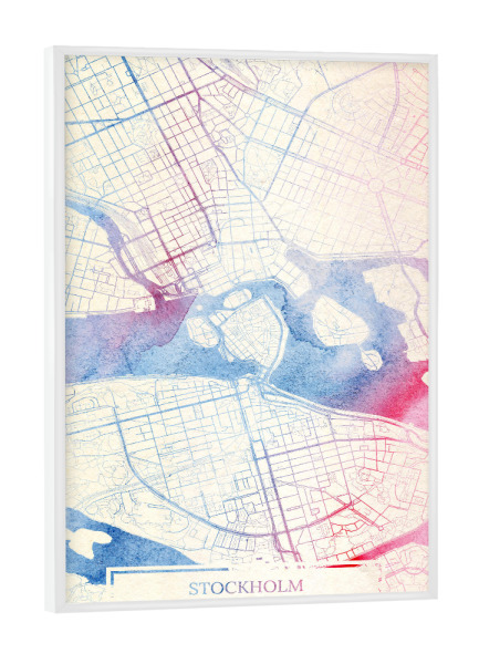 Poster mit weißem Rahmen "Stockholm Schweden Map Rose And Serenity II" artboxONE - Städte,Reise,Kartografie