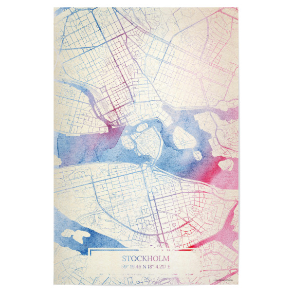 Poster 30x20 cm "Stockholm Schweden Map Rose And Serenity II" artboxONE - Städte,Reise,Kartografie - Städte,Stadtkarte,Wasserfarbe,Rosequartz