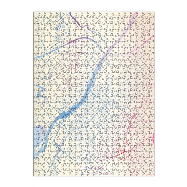 Puzzle Ravensburger "Angers Frankreich Map Rose And Serenity I" artboxONE - Städte,Reise,Kartografie - Städte,Stadtkarte,Wasserfarbe,Rosequartz