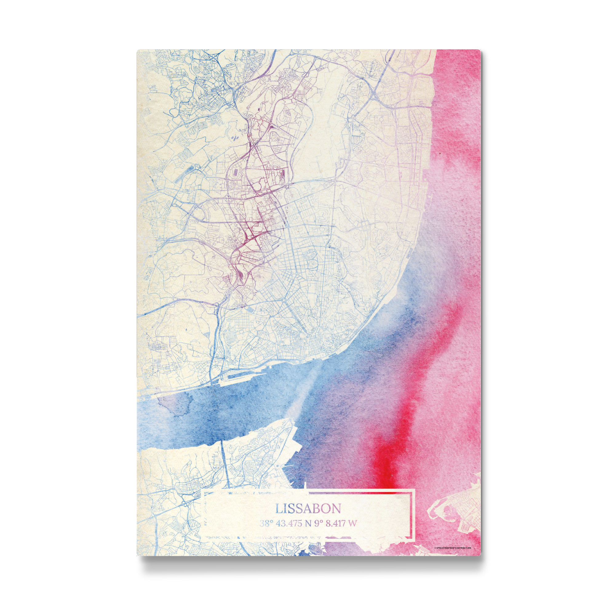 Galerie-Print "Lissabon Portugal Map Rose And Serenity I" 30x20 cm artboxONE