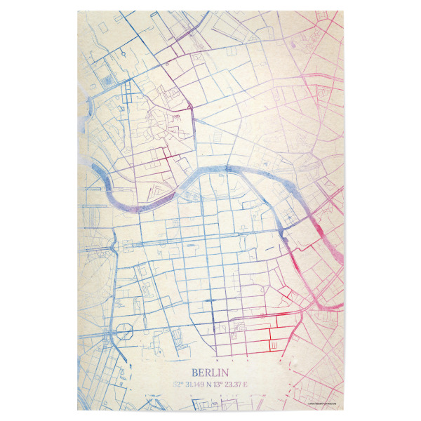 Poster "Berlin Deutschland Map Rose And Serenity II" artboxONE - Städte,Reise,Kartografie - Städting,Stadtkarte,Wasserfarbe,Rosequartz