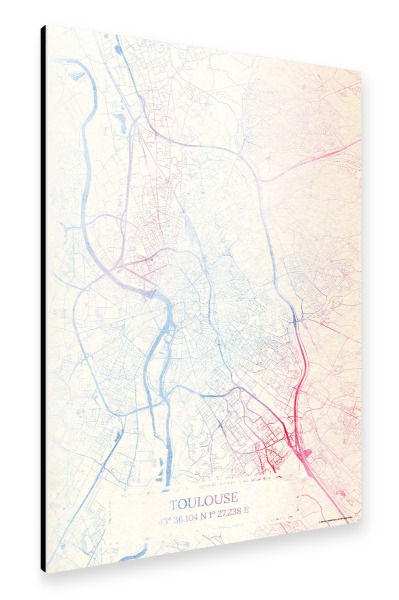Alu-Dibond "Toulouse Frankreich Map Rose And Serenity I" 30x20 cm artboxONE