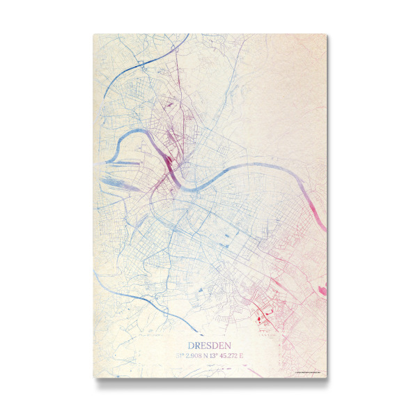 Galerie-Print "Dresden Deutschland Map Rose And Serenity II" 30x20 cm artboxONE