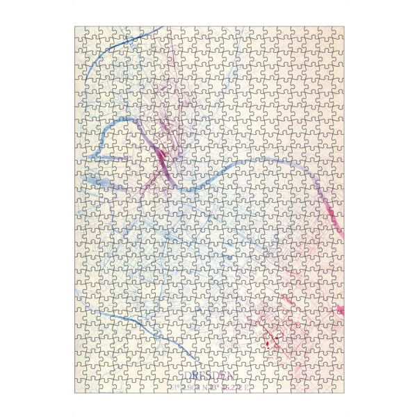 Puzzle Ravensburger "Dresden Deutschland Map Rose And Serenity II" artboxONE - Städte,Reise,Kartografie - Städting,Stadtkarte,Wasserfarbe,Rosequartz