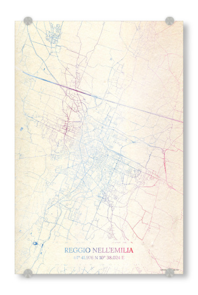 Acrylglasbild "Reggio-nell’Emilia Italien Map Rose And Serenity I" artboxONE - Städte,Reise,Kartografie - Städte,Stadtkarte,Wasserfarbe,Rosequartz