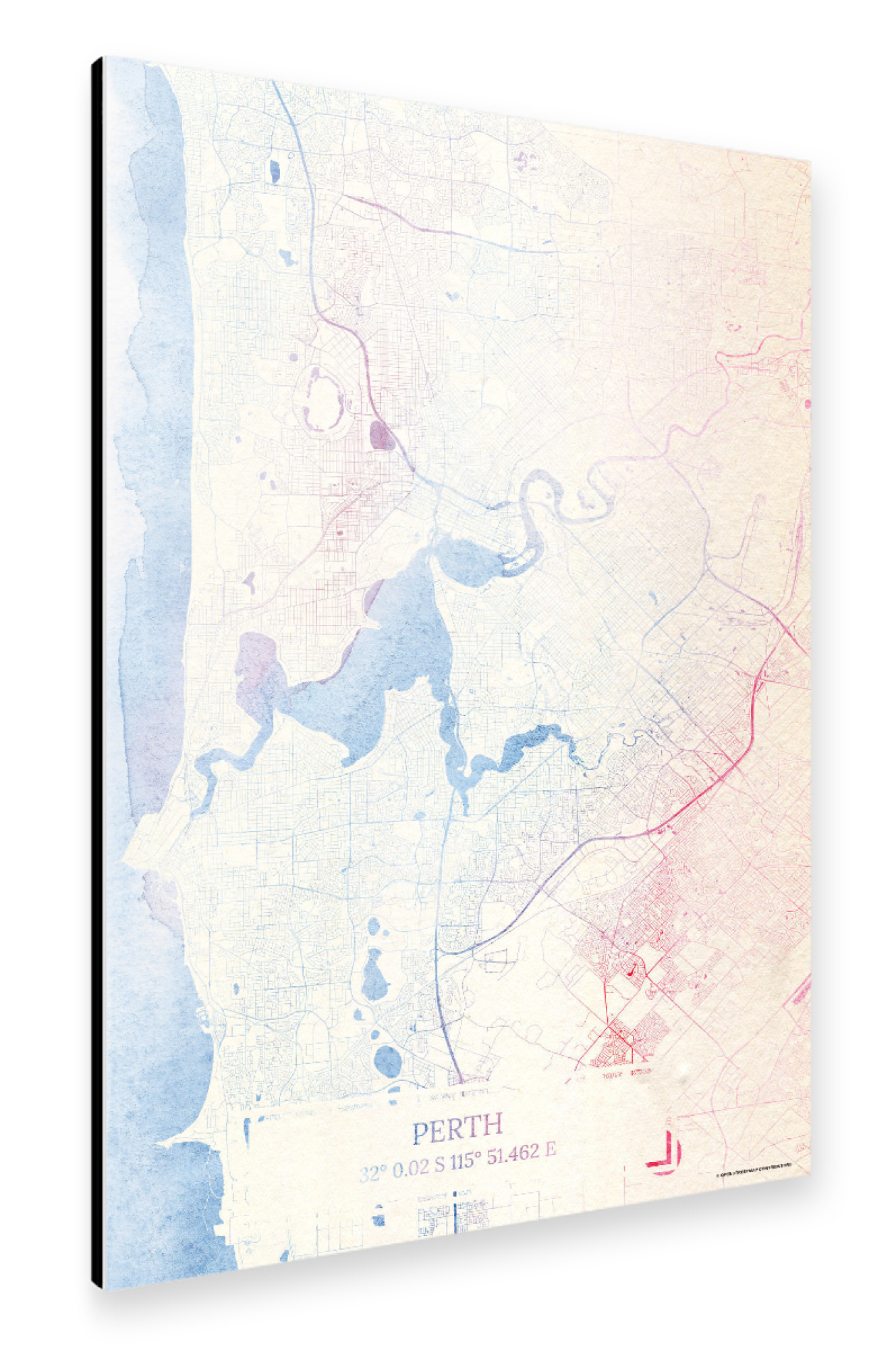 Alu-Dibond "Perth Australien Map Rose And Serenity I" 30x20 cm artboxONE