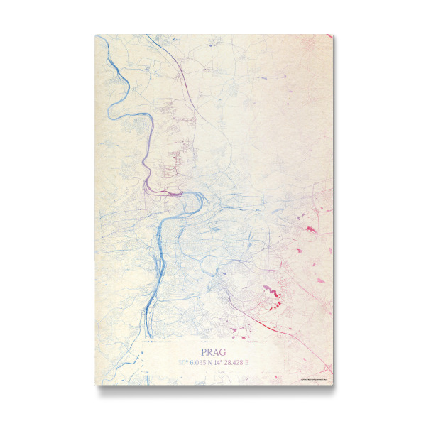 Galerie-Print "Prag Tschechische-Republik Map Rose And Serenity I" 30x20 cm artboxONE