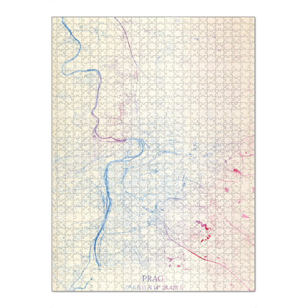 Puzzle Ravensburger "Prag Tschechische-Republik Map Rose And Serenity I" artboxONE - Städte,Reise,Kartografie