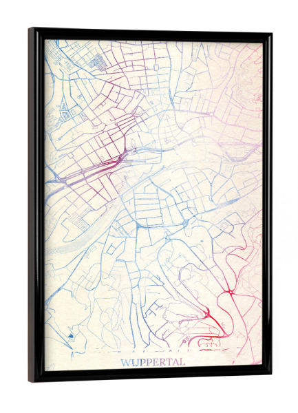 Poster mit schwarzem Rahmen "Wuppertal Deutschland Map Rose And Serenity I" artboxONE - Städte,Reise,Kartografie