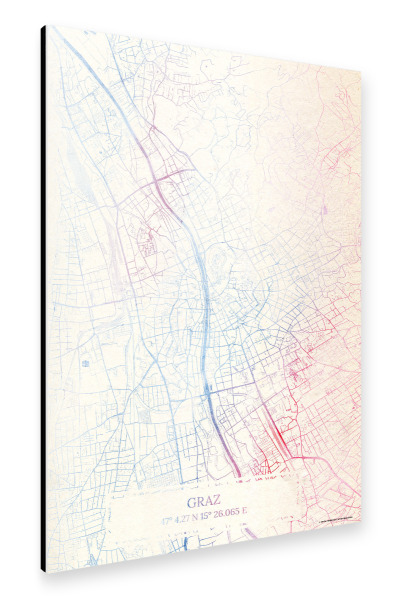 Alu-Dibond "Graz Österreich Map Rose And Serenity II" 30x20 cm artboxONE